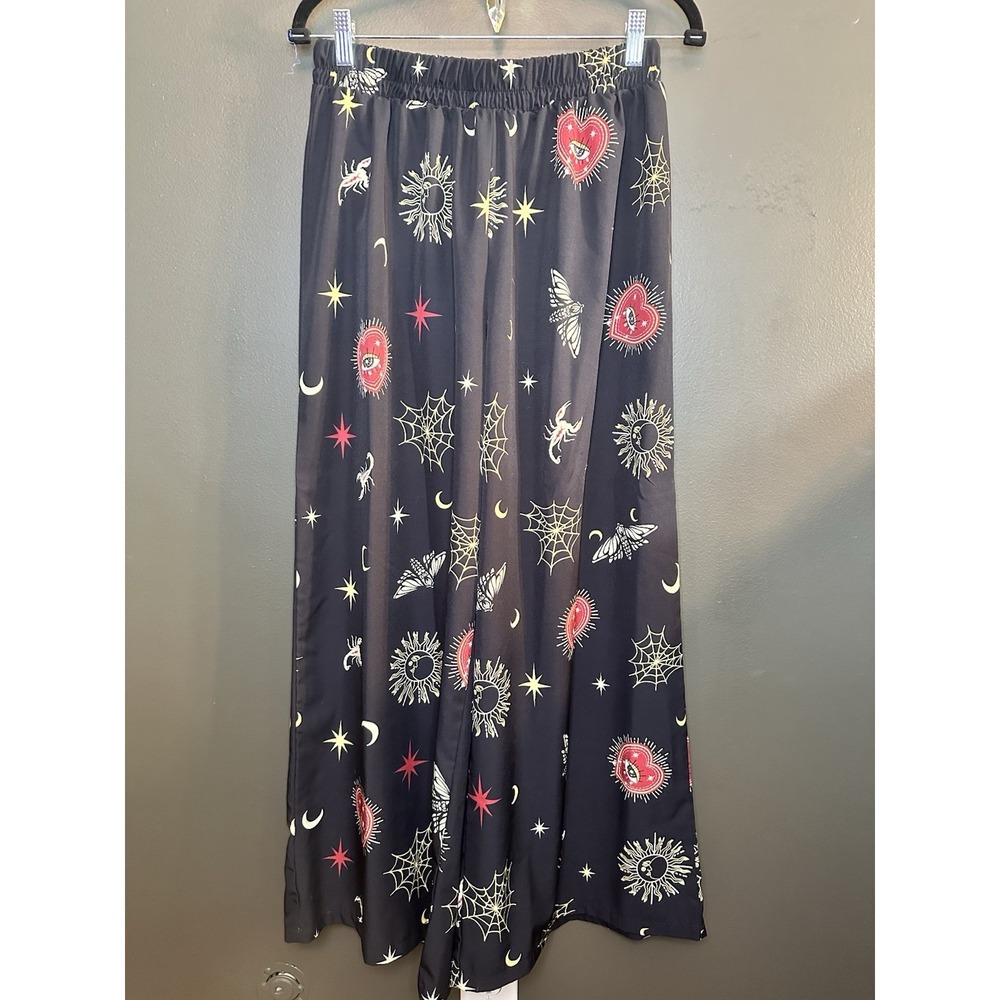 Romwe Celestial Whimsy Goth Flare Leg Pull On Pants XL Runs Small